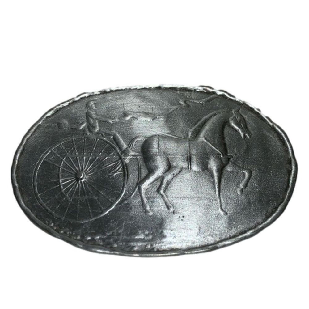 Vintage horse and buggy pewter brooch jonette jewelry